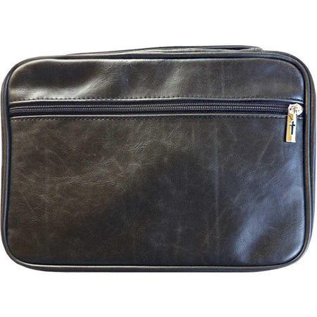 Bible Cover Black Distressed  Leatherlike