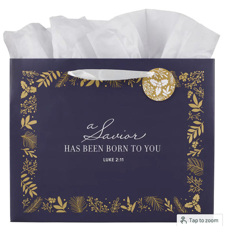 Gift Bag (L) A Savior is Born Blue