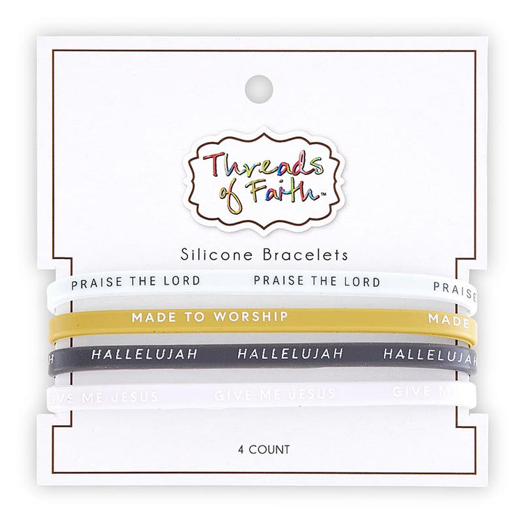 Threads of Faith Silicone Bracelets 4 Pc