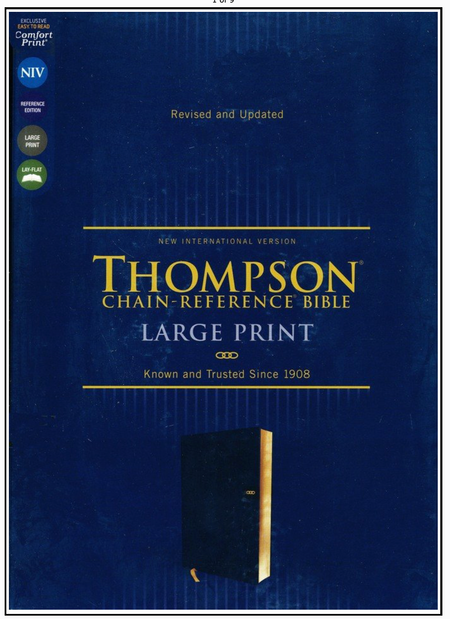 NIV Large Print Thompson Chain- Reference Bible, Comfort Print--soft leather-look, navy