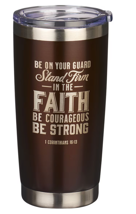 Stand Firm Brown Stainless Steel Mug - 1 Corinthians 16:13