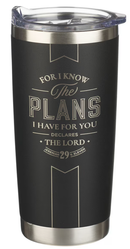 The Plans Black Stainless Steel Travel Tumbler - Jeremiah 29:11