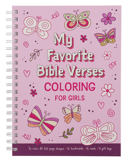 My Favorite Bible Verses Pink Wirebound Coloring Book for Girls