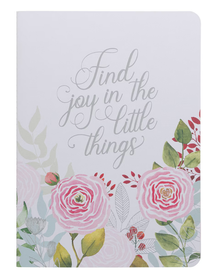 Find Joy in the Little Things Pink Floral Large Notebook