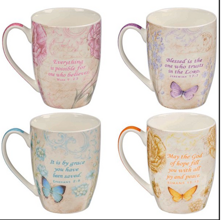 Butterflies Mug Set, Set of 4