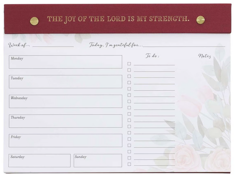The Joy Of The Lord Is My Strength Undated Planner Pad - Nehemiah 8:10