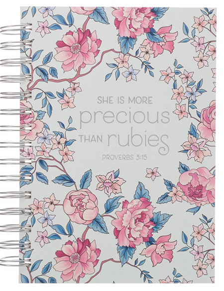More Precious Than Rubies Wirebound Journal, Light Blue