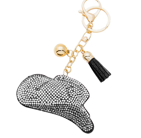 Bejeweled Cowgirl Hat Purse Charm & Keyring Holder