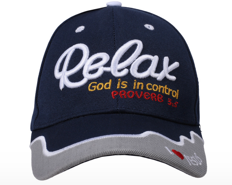 Relax God is in Control Navy Hat- Proverbs 3:5