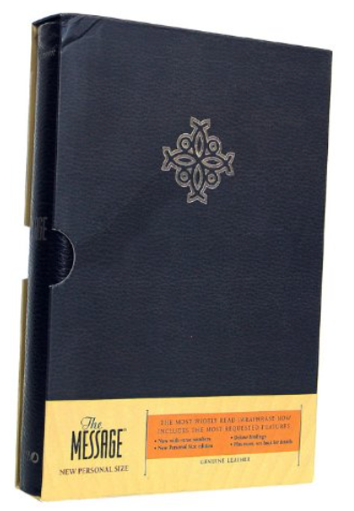 The Message: The Bible in contemporary Language, Personal Size, Genuine Leather Black - Hardcover
