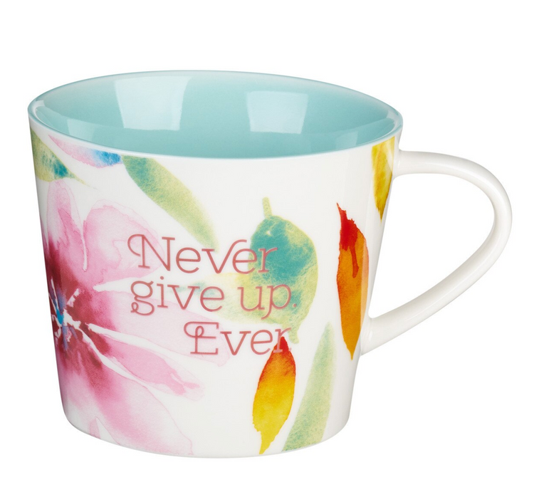 Never Give Up Pink Daisies Ceramic Coffee Mug