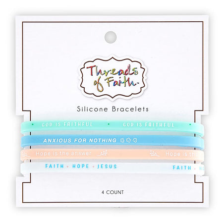 Threads of Faith Silicone Bracelets 4 Pc