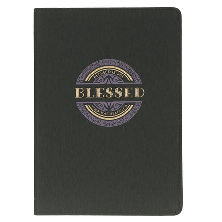Journal Blessed Charcoal Gray Faux Leather