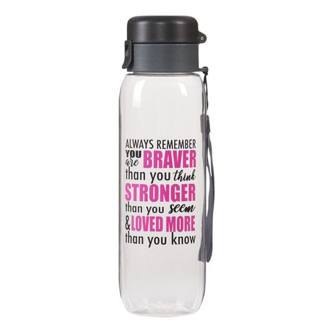 Braver Stronger Cancer Awareness Clear Water Bottle