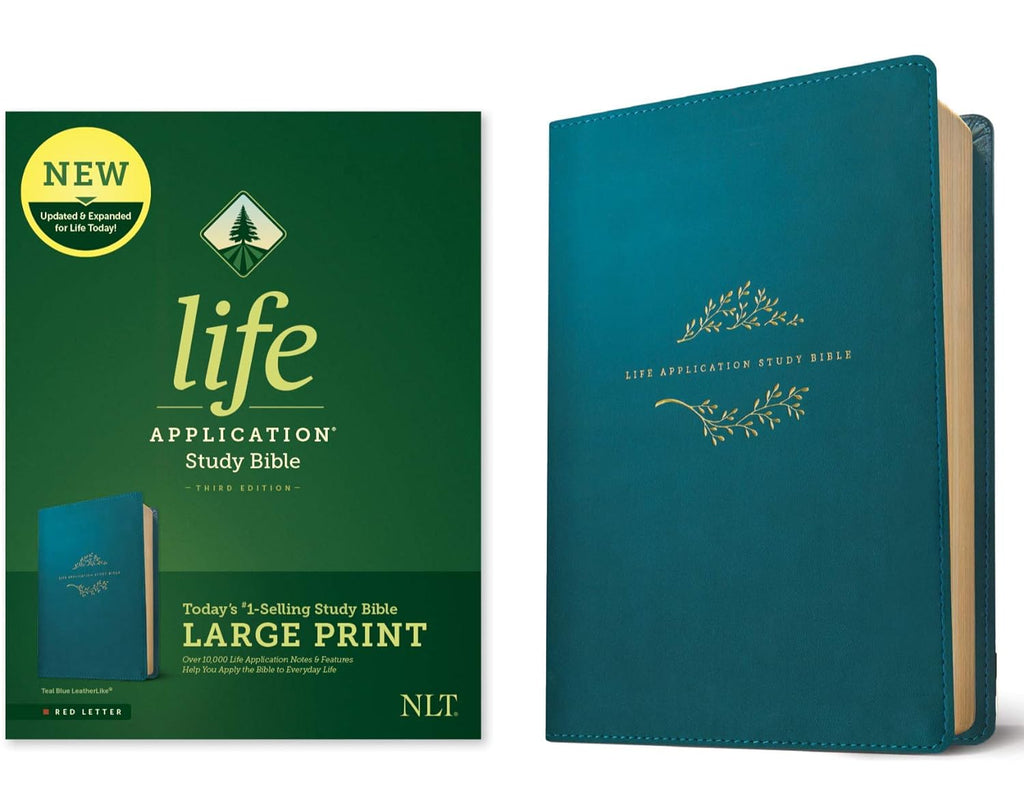 NLT Life Application Study Bible 3rd Edition Large Print Leatherlike Teal Blue