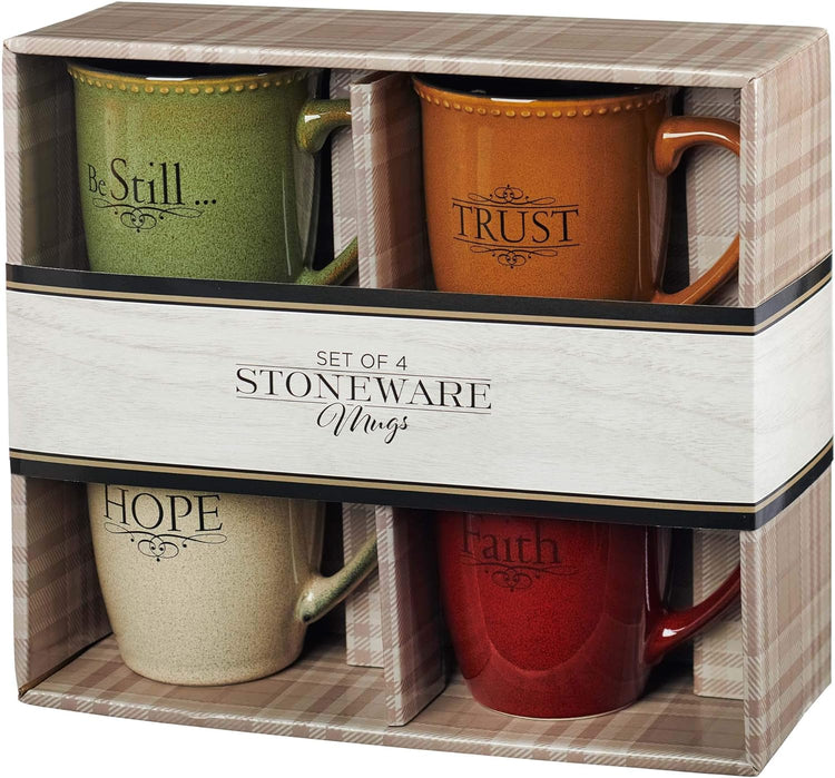 Faith, Hope, Trust & Be Still Stoneware Mug Set