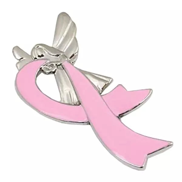 Angel Pink Ribbon Lapel Pin Cancer Awareness