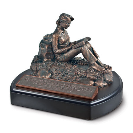 Putting God First Woman Reading Sculpture