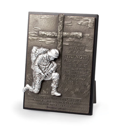 Kneeling Soldier Sculpture Desk Plaque