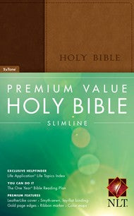 NLT PREMIUM VALUE SLIMLINE BIBLE BROWN/TAN LL