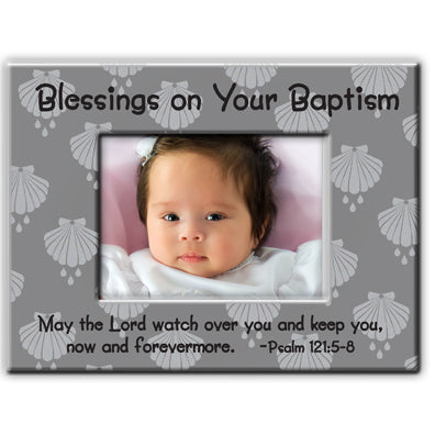 Baptism Silver Frame w/White Shells