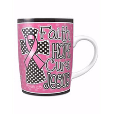 Faith Hope Cure Cancer Awareness Mug Pink