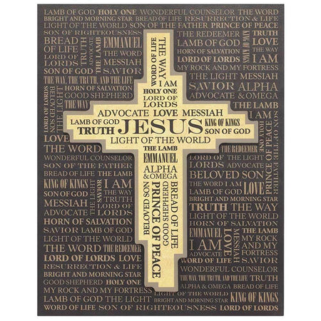 Names of Jesus Cross Wood Wall Decor