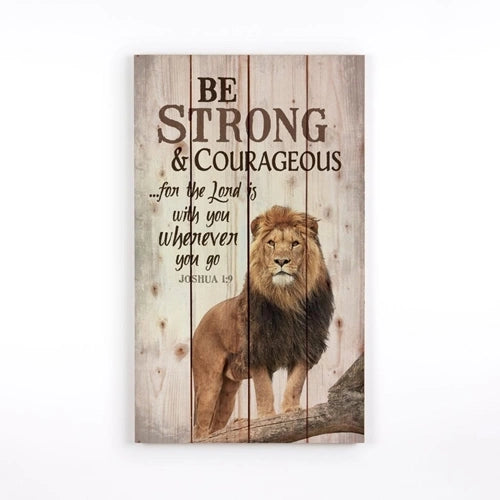 Be Strong & Courageous Lion Wood Pallet Wall Art
