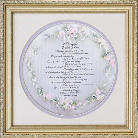 MARRIAGE TAKES THREE CIRCULAR GOLD FRAME