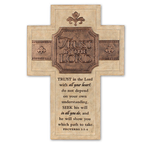 Trust in the Lord Cast Stone Cross