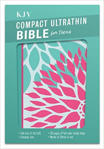 KJV TEEN COMPACT ULTRATHIN BIBLE GREEN BLOSSOMS LEATHER LIKE