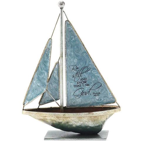 Be Still and Know...Psalms 46:10 Metal Sailboat
