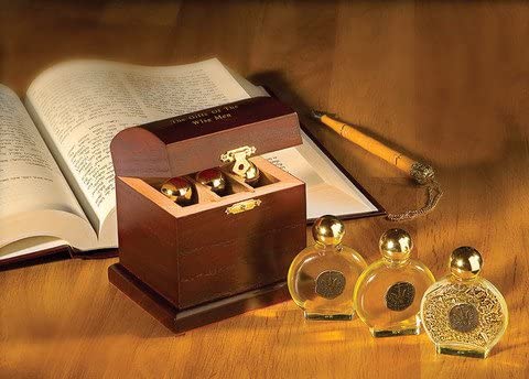Anointing Oil Wood Treasure Box W/3 Oils