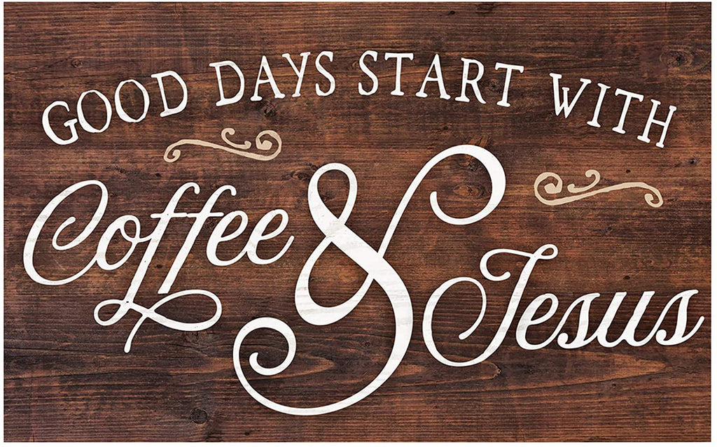 Good Days Start With Coffee & Jesus Wood Pallet Wall Art (10.5