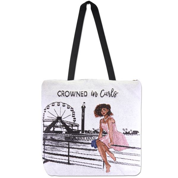 Crowned in Curls Woven Tote