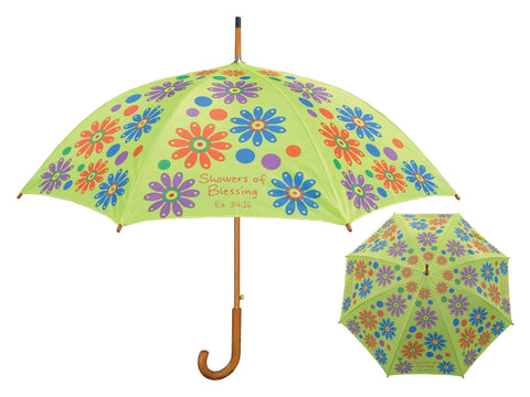 Wooden Stick Umbrella Shower of Blessing/Flowers