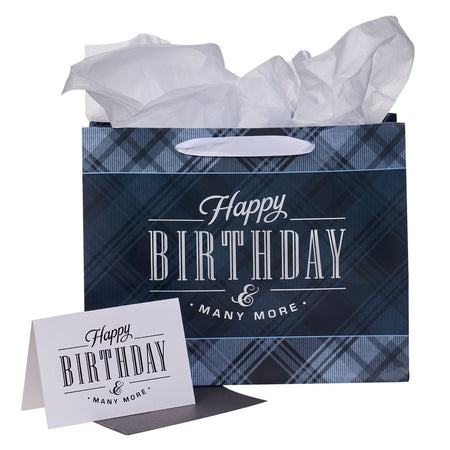 Happy Birthday Gift Bag Large Grey & Black