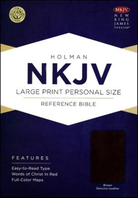 NKJV Large Print Personal Size Reference Bible Brown Genuine leather