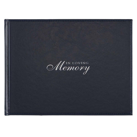 In Loving Memory Navy Faux Leather Guest Book Medium