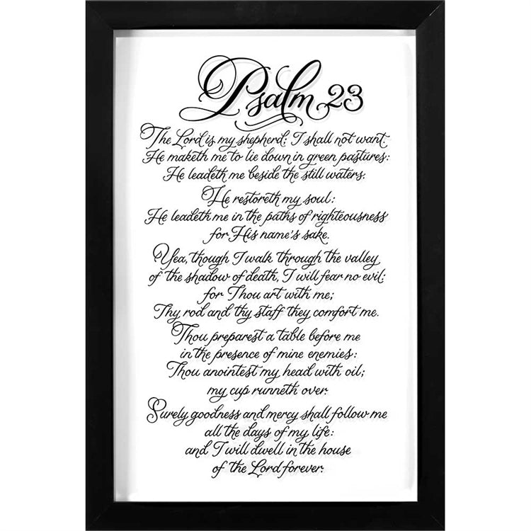 Psalm 23 Calligraphy Glass Black Wood Frame 20