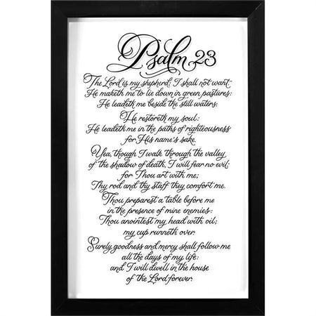 Psalm 23 Calligraphy Glass Black Wood Frame 20" X 13"