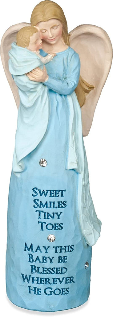 Jewels of Faith Angel With Baby Figurine Blue