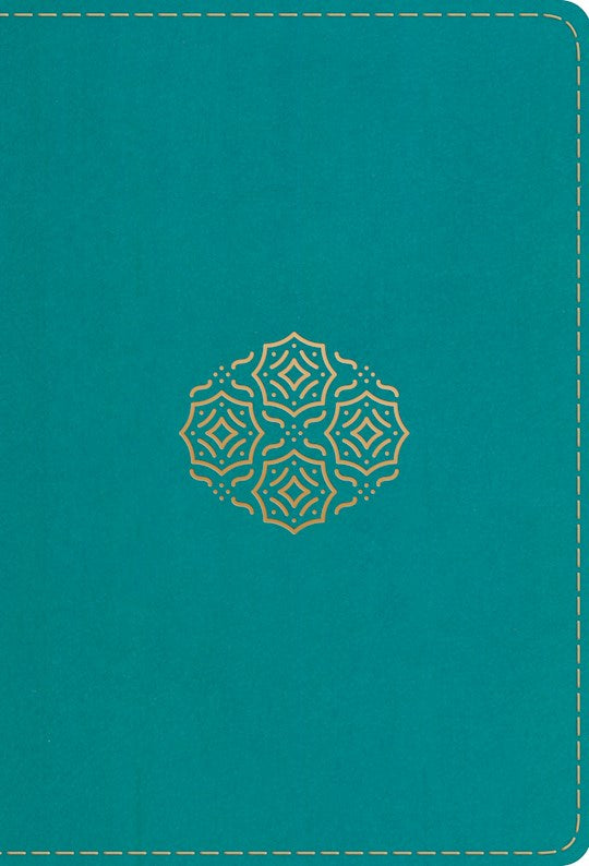 ESV Large Print Compact Bible Teal Bouquet Design Leather Like