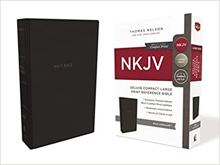 NKJV Comfort Print Compact Reference Bible Black Leathersoft