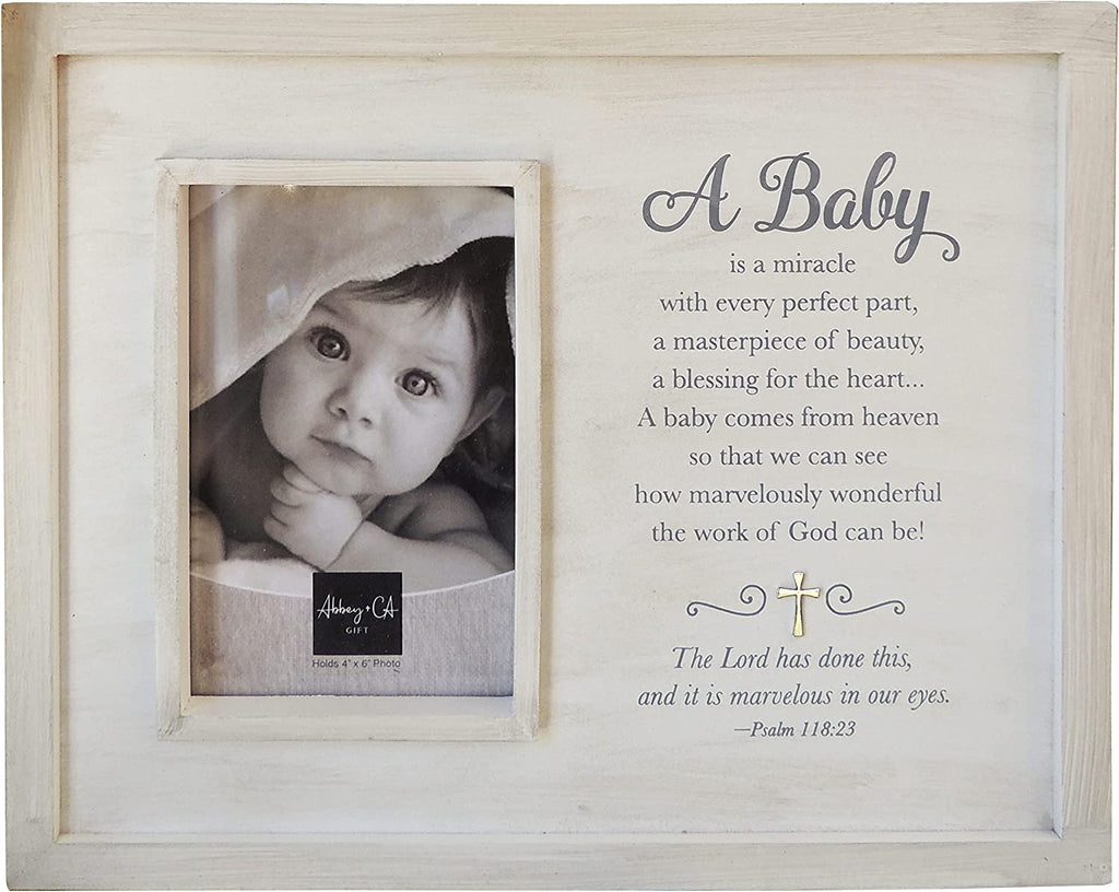 Baby is a Miracle W/Silver Cross Wood Frame